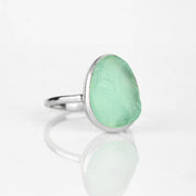 Rough Cut Aqua Chalcedony Ring