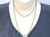 Aqua Chalcedony long  station necklace - March Birthstone