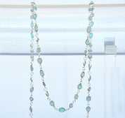 Aqua Chalcedony long  station necklace - March Birthstone