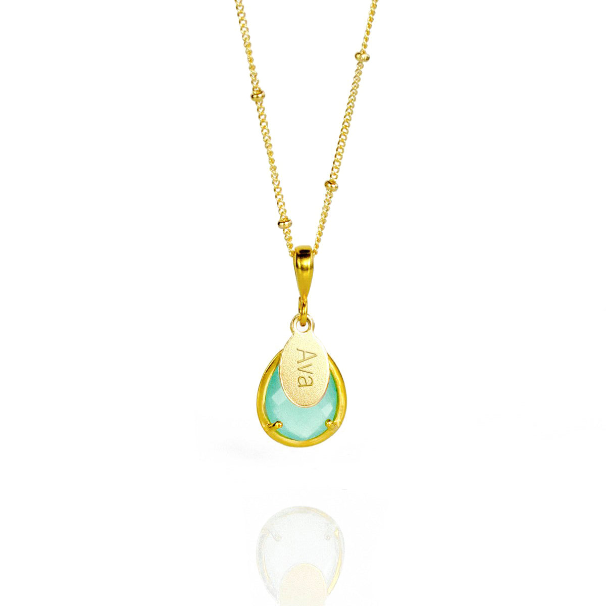 March Birthstone Necklace : Aqua Chalcedony