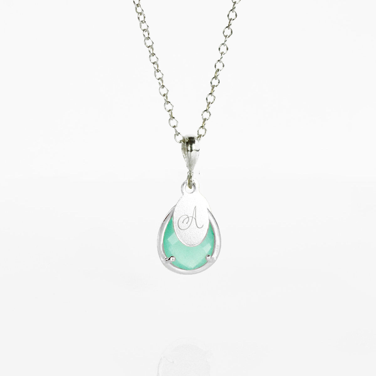 March Birthstone Necklace : Aqua Chalcedony