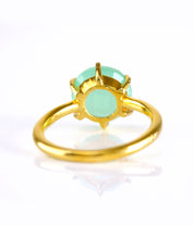 Aqua Chalcedony Round Prong Set Ring : March Birthstone
