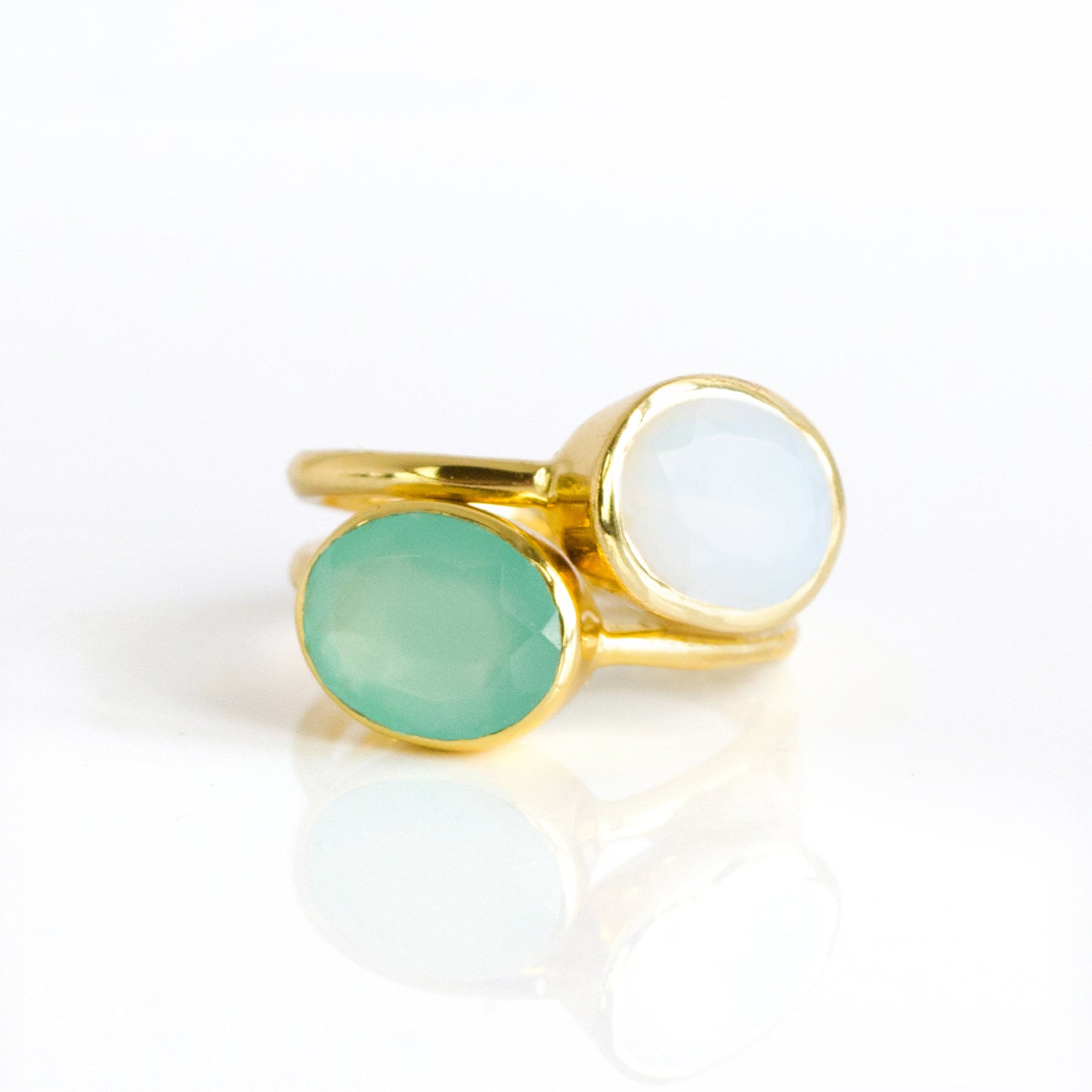 Opalite Oval Bezel  Ring : October Birthstone