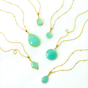 Aqua Chalcedony Necklace : March Birthstone