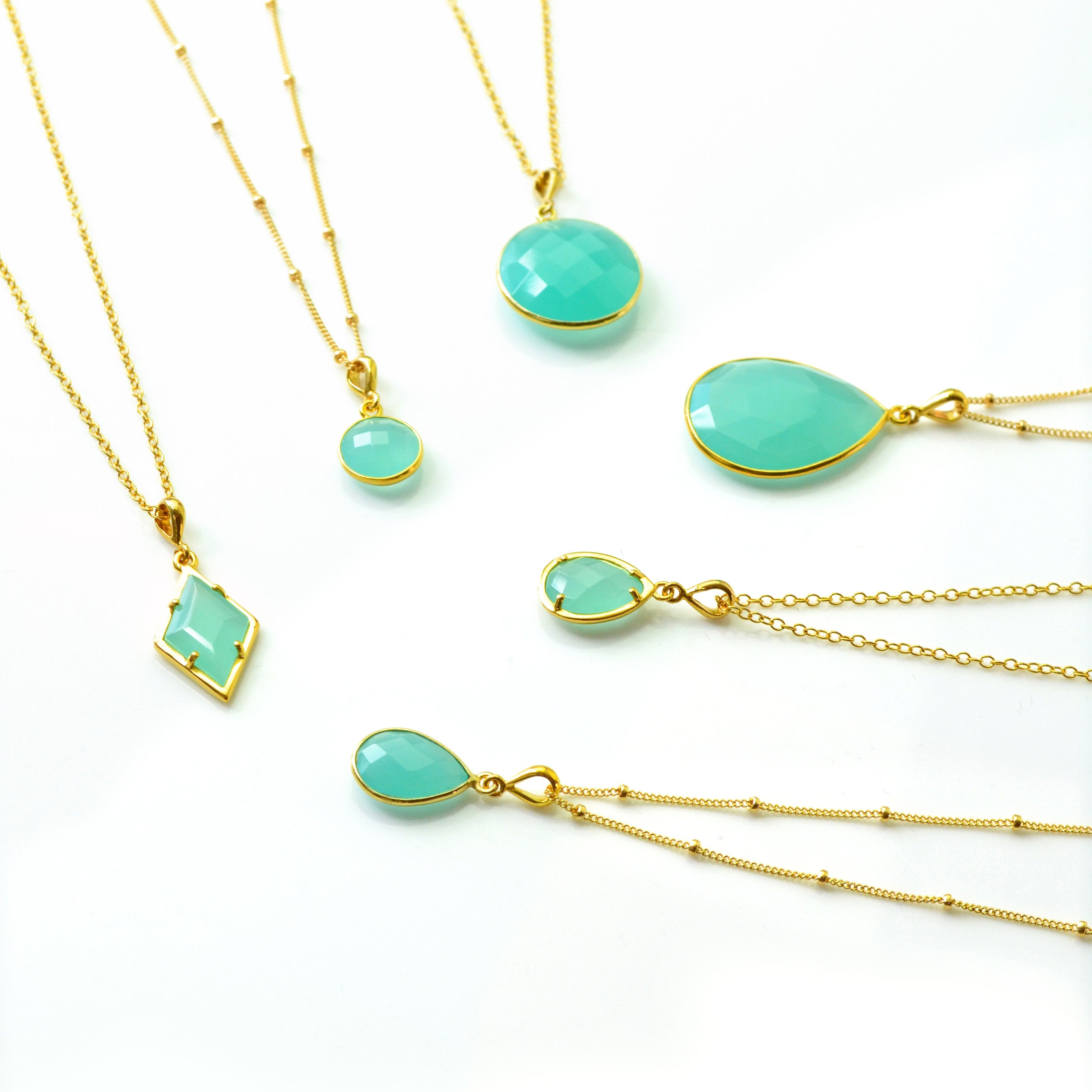 Aqua Chalcedony Necklace : March Birthstone