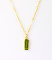 Vertical gold filled cable chain with August birthstone peridot