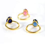 Pink Chalcedony Teardrop Prong Set Ring • October Birthstone