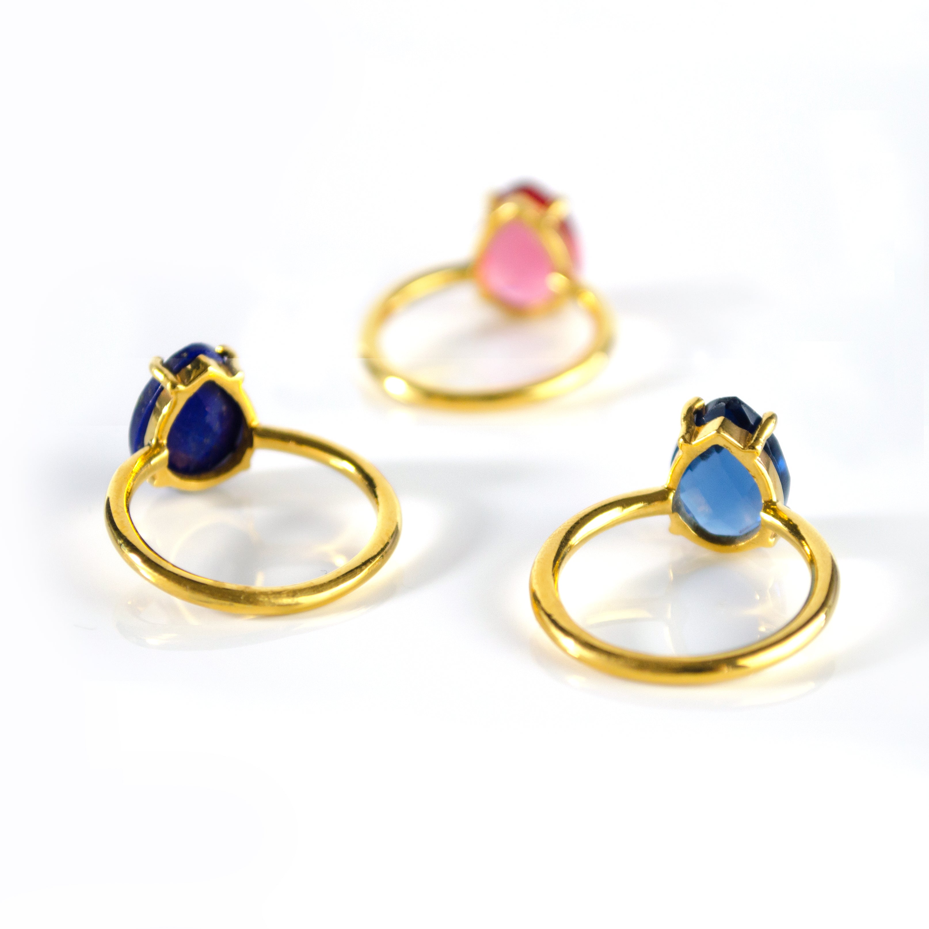 Pink Chalcedony Teardrop Prong Set Ring • October Birthstone