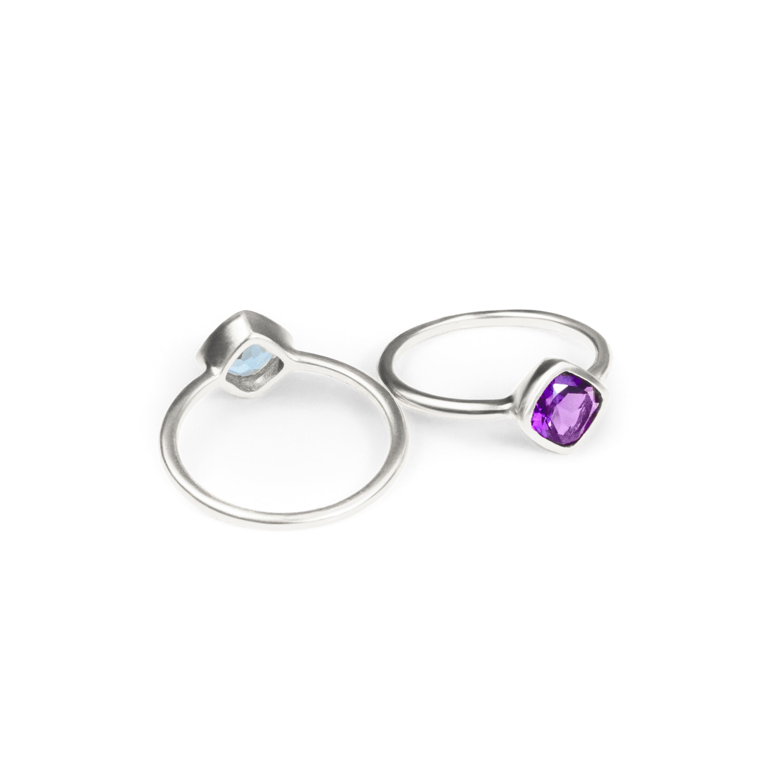 Diamond Shape Ruby Quartz Stacking Ring | July Birthstone, Custom diamond birthstone ring mom, Sterling Silver, 18k Gold Vermeil Gemstone Ring