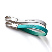 Leather loop with clip key chain personalized with your custom message