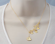 Personalized Mother & baby bird charms necklace