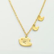 Customizable Mother and Baby Bird Charm Necklace