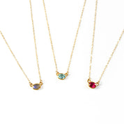 Oval Cut Birthstone Bezel Connector Necklace