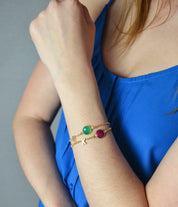 Custom Birthstone & Letter Charm Bracelet