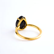 Black Onyx Teardrop Prong Set Ring • Capricorn Birthstone