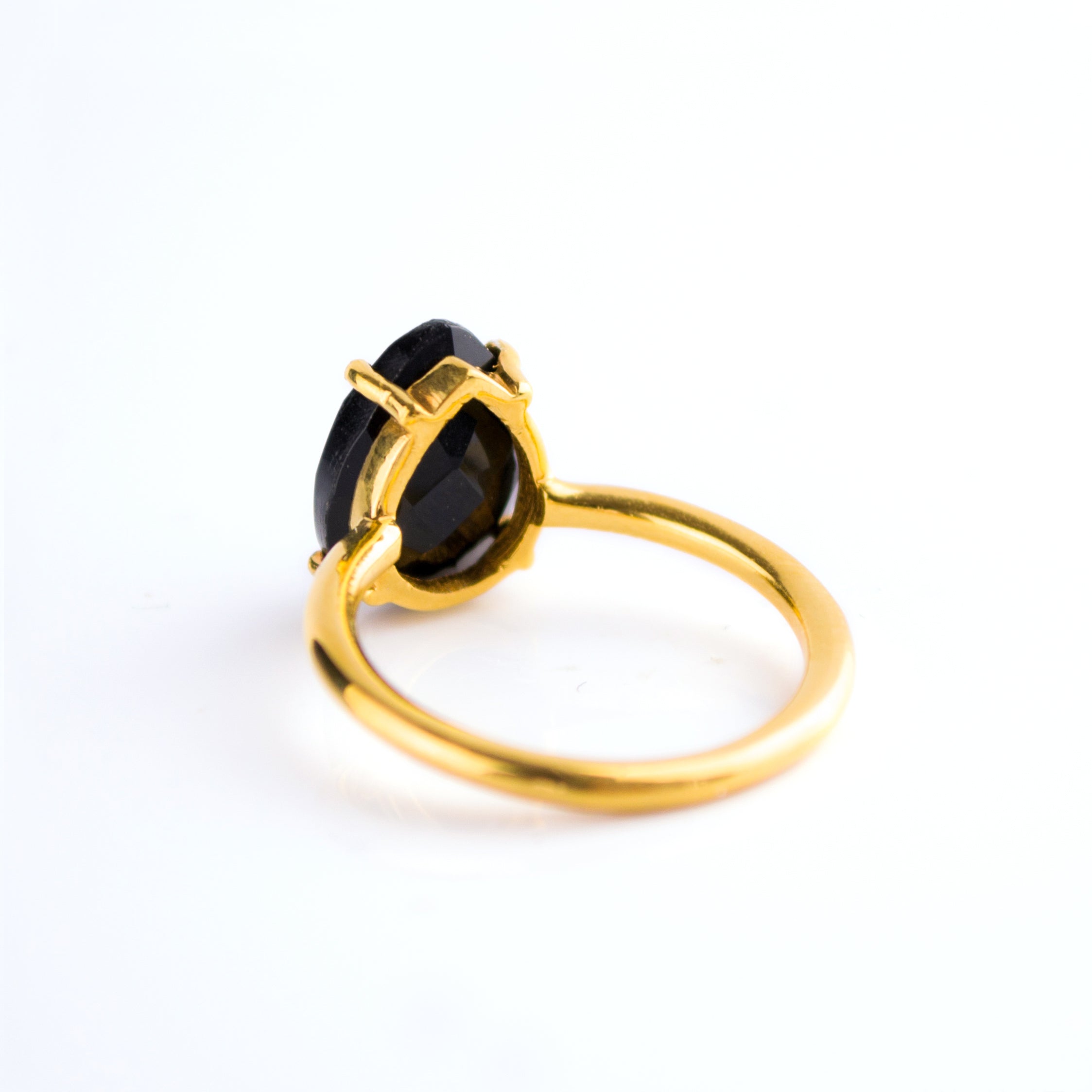 Black Onyx Teardrop Prong Set Ring • Capricorn Birthstone