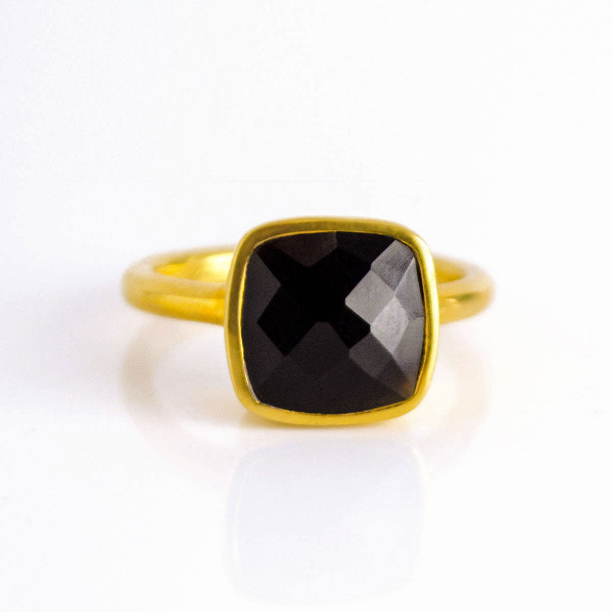 Black Onyx Cushion Ring - Danique Jewelry