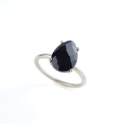 Black Onyx Teardrop Prong Set Ring • Capricorn Birthstone