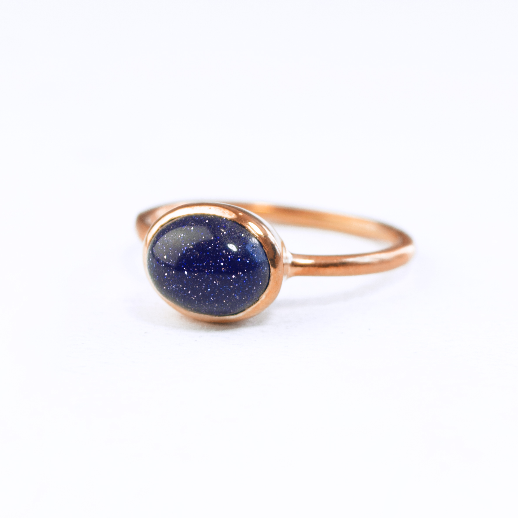 Oval Blue Goldstone Cabochon Ring