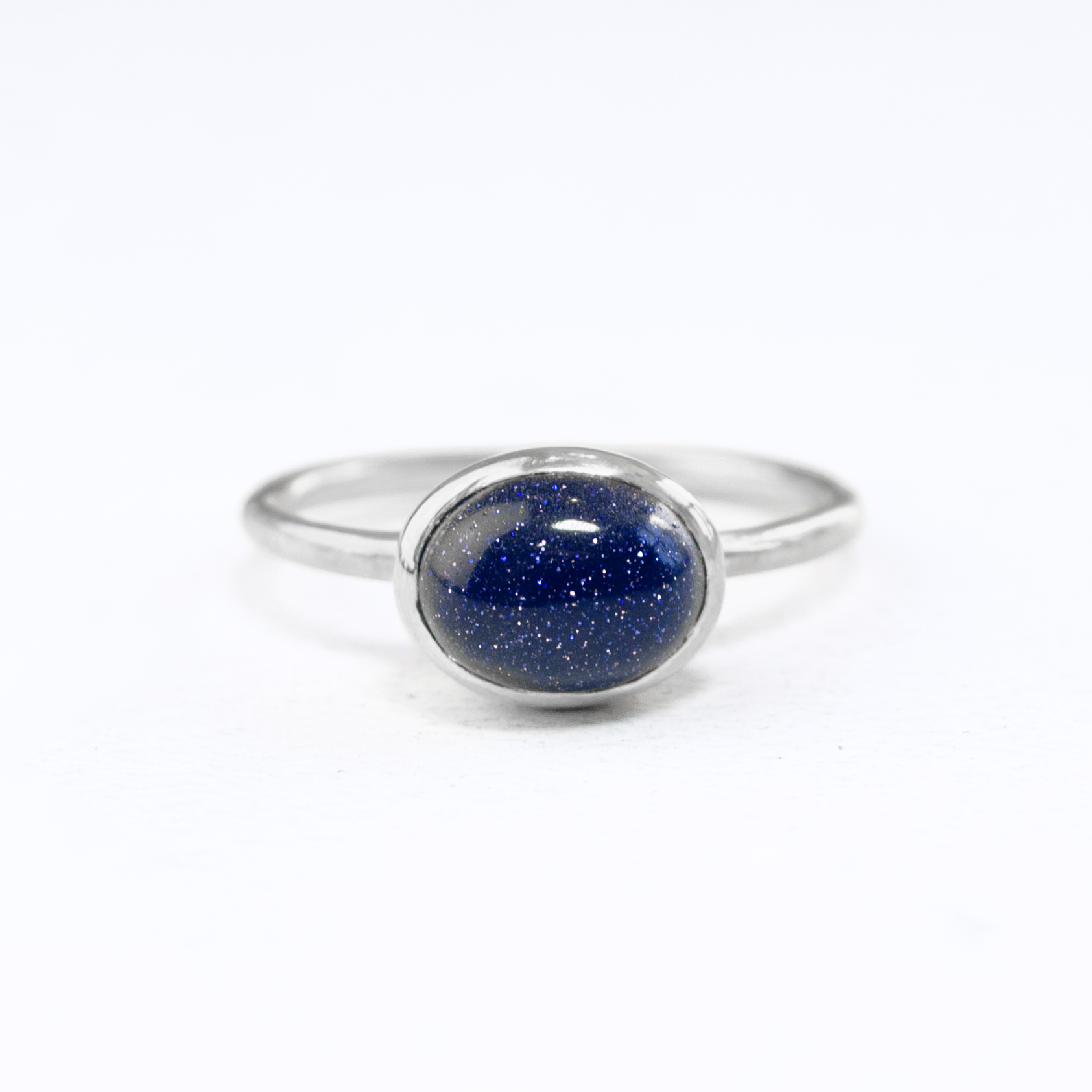 Oval Blue Goldstone Cabochon Ring