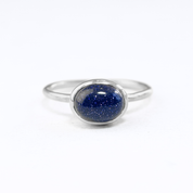 Oval Blue Goldstone Cabochon Ring