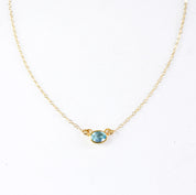 Oval Cut Birthstone Bezel Connector Necklace