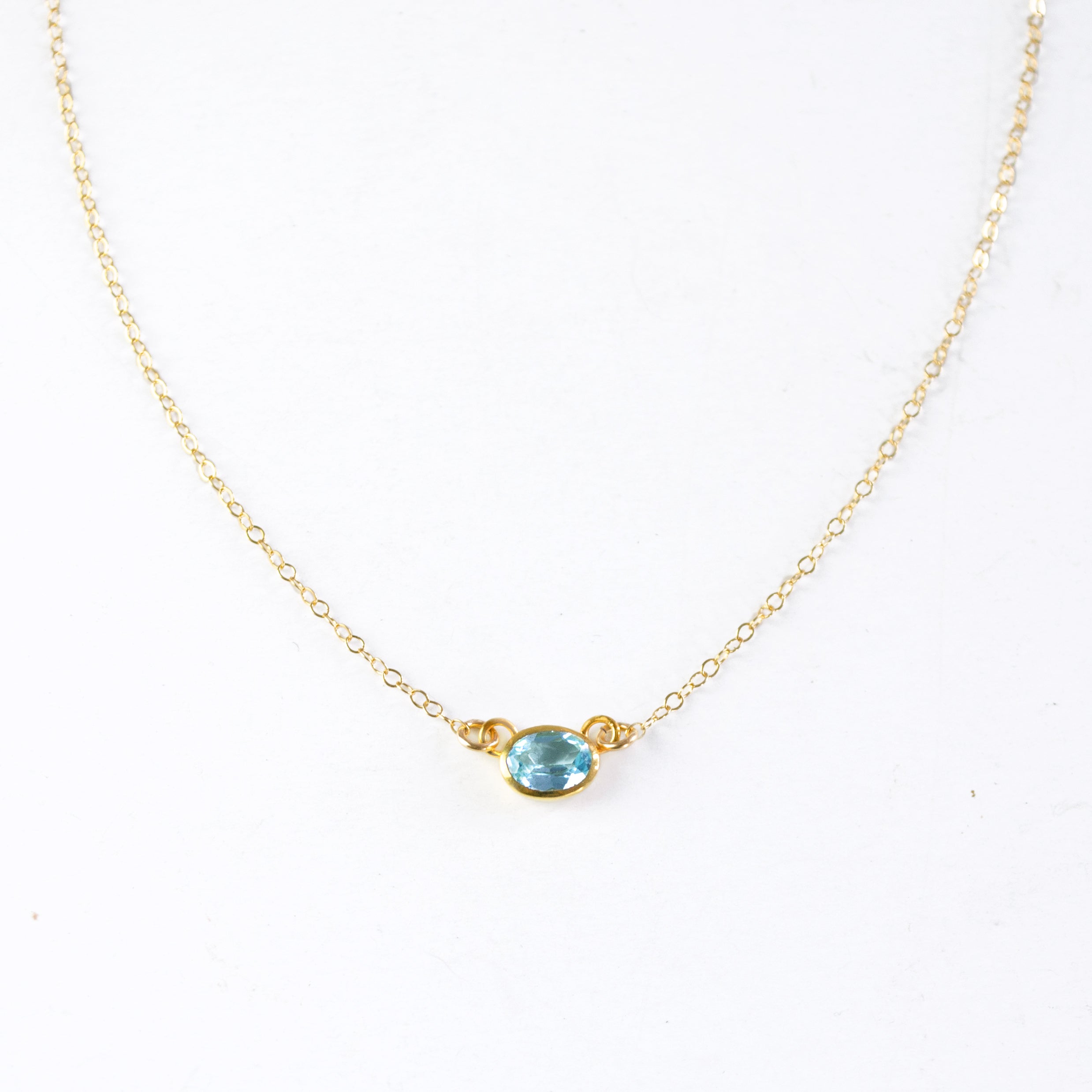 Oval Cut Birthstone Bezel Connector Necklace