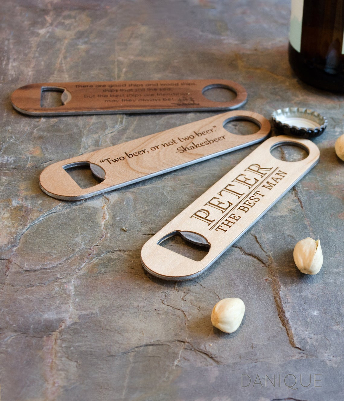 Engraved Wood Bottle Opener Keychain