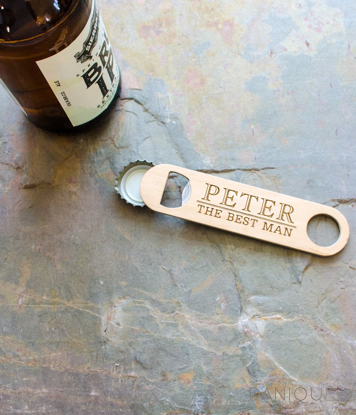 Engraved Wood Bottle Opener Keychain