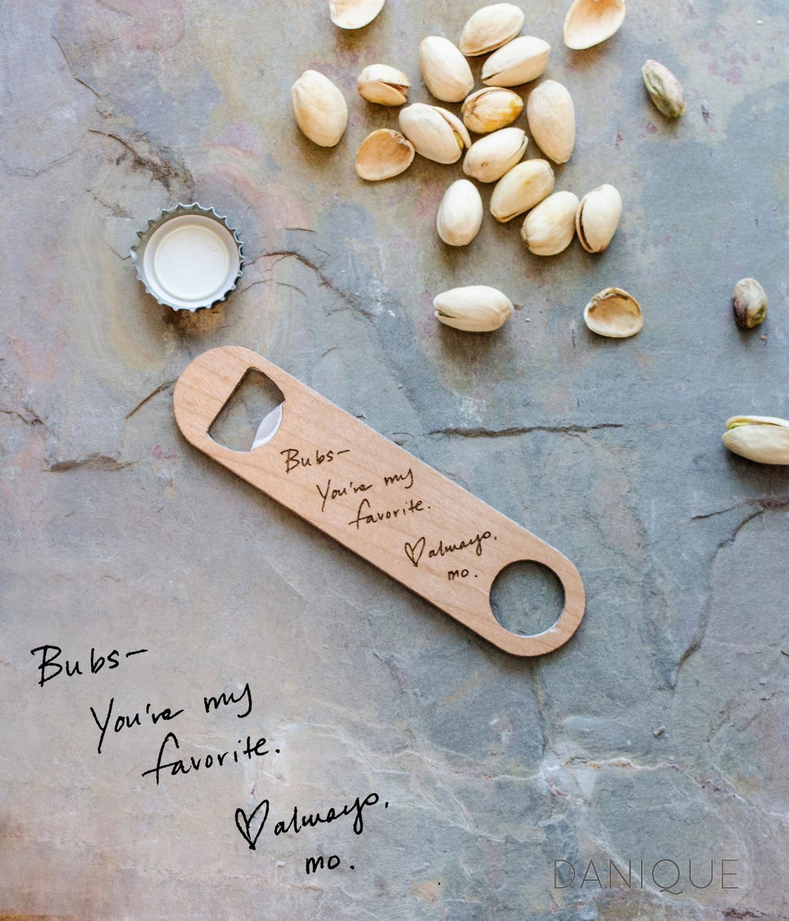Engraved Wood Bottle Opener Keychain