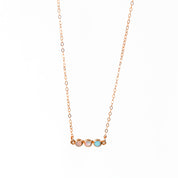 Tiny Birthstone Cabochon Bar Necklace : Available in All Birthstones