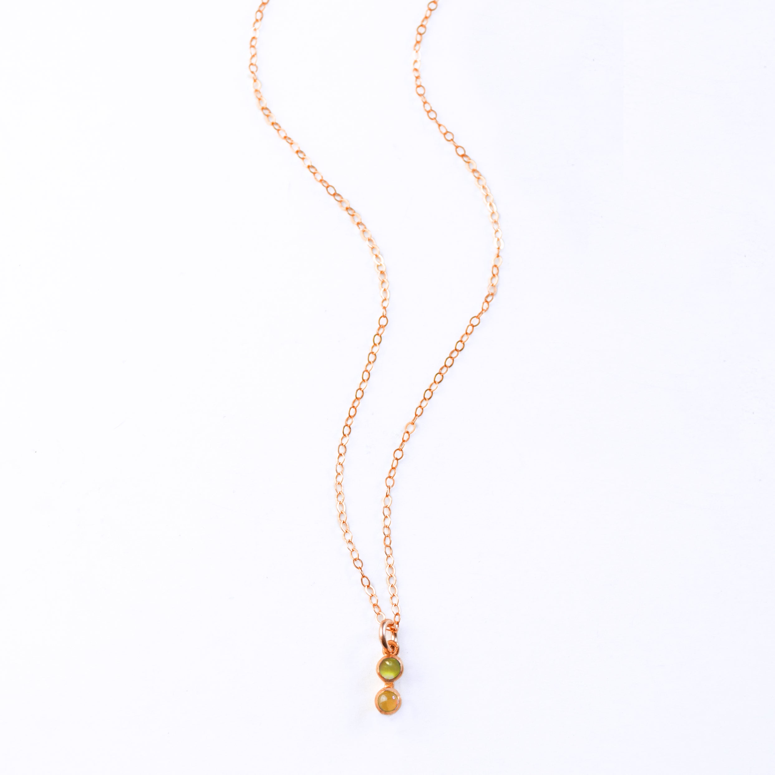 Tiny Birthstone Cabochon Vertical Bar Necklace : Available in All Birthstones