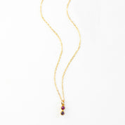 Tiny Birthstone Cabochon Vertical Bar Necklace : Available in All Birthstones