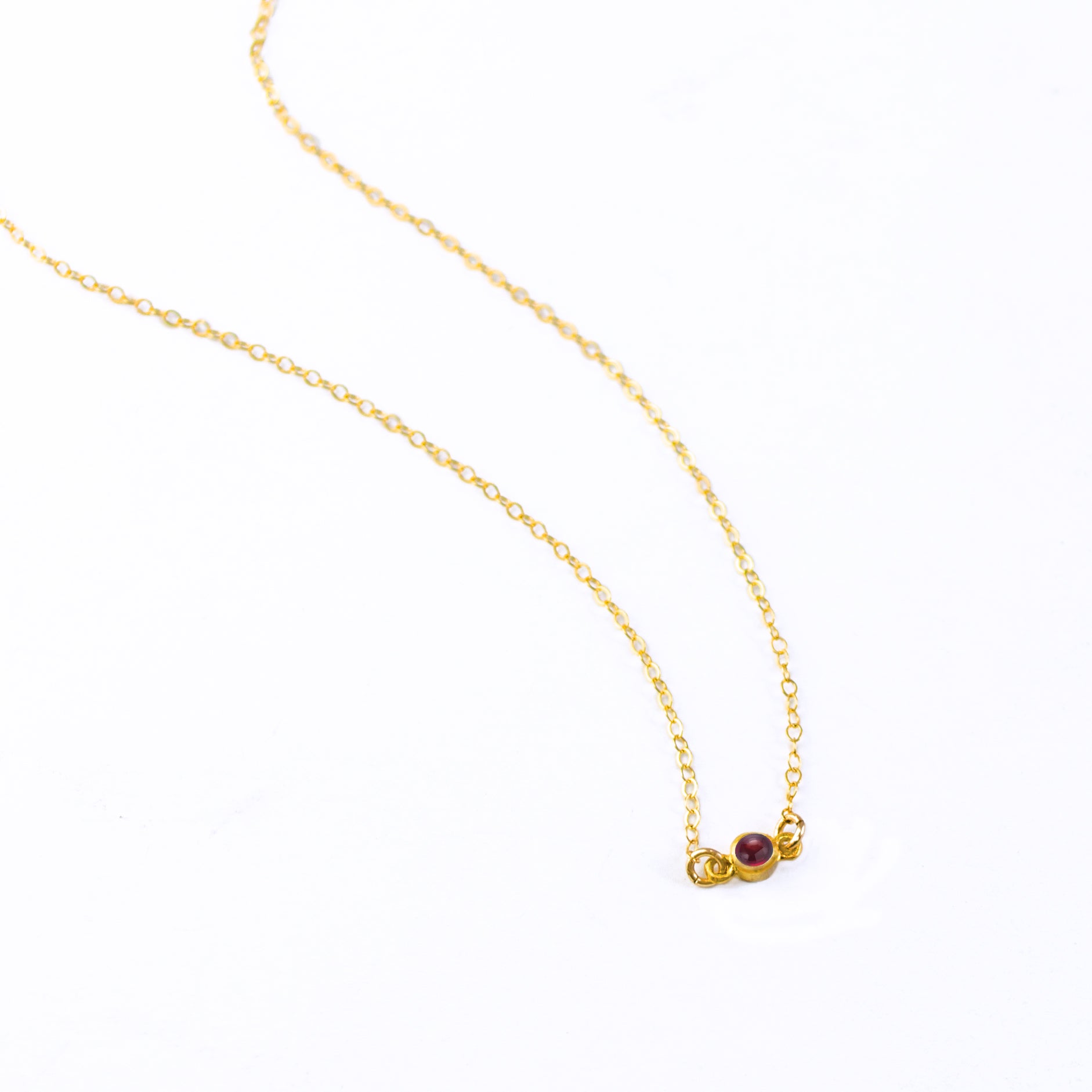 Tiny Birthstone Cabochon Bar Necklace : Available in All Birthstones