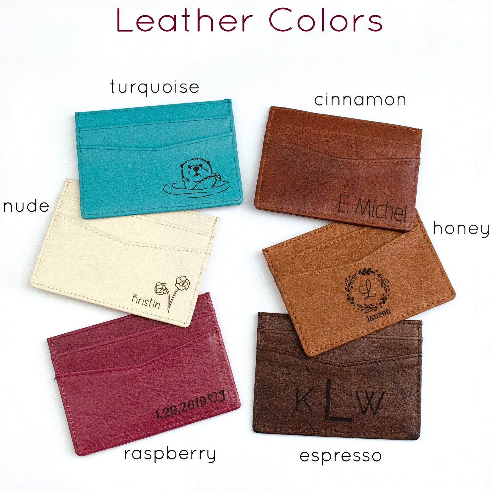 Personalised Men's or Women's Wallet Unique Genuine Leather Card Holder Embossed with Name or initials Birthday Gift Anniversary Present