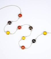 Long Citrine, Carnelian, Smoky Quartz bezel station necklace