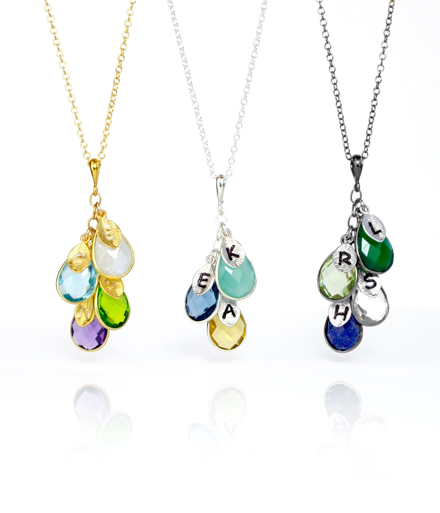 Gift for Mom: Birthstone Initial Necklace & Earrings Set [TCSWLV]