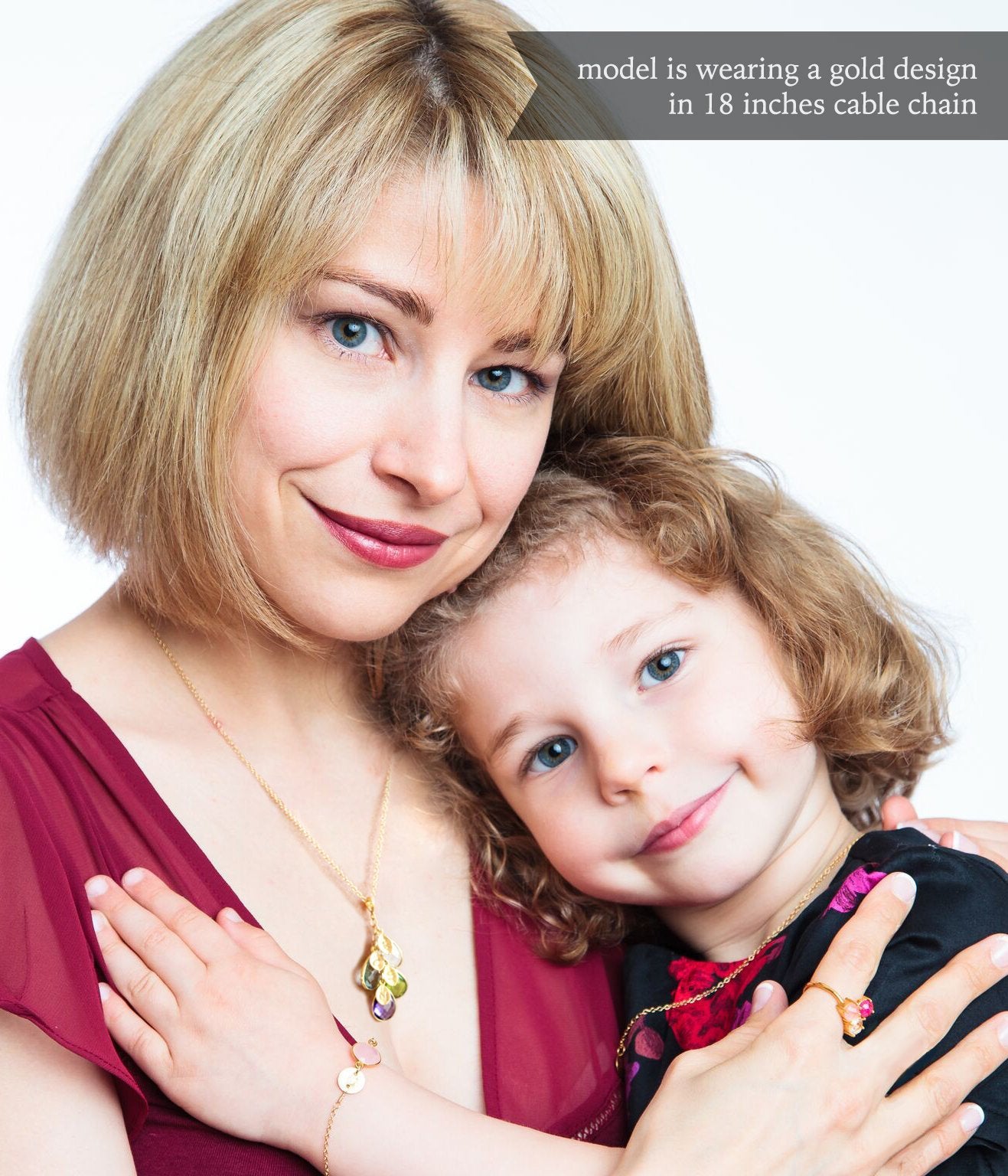 Gift for Mom: Birthstone Initial Necklace & Earrings Set [TCSWLV]