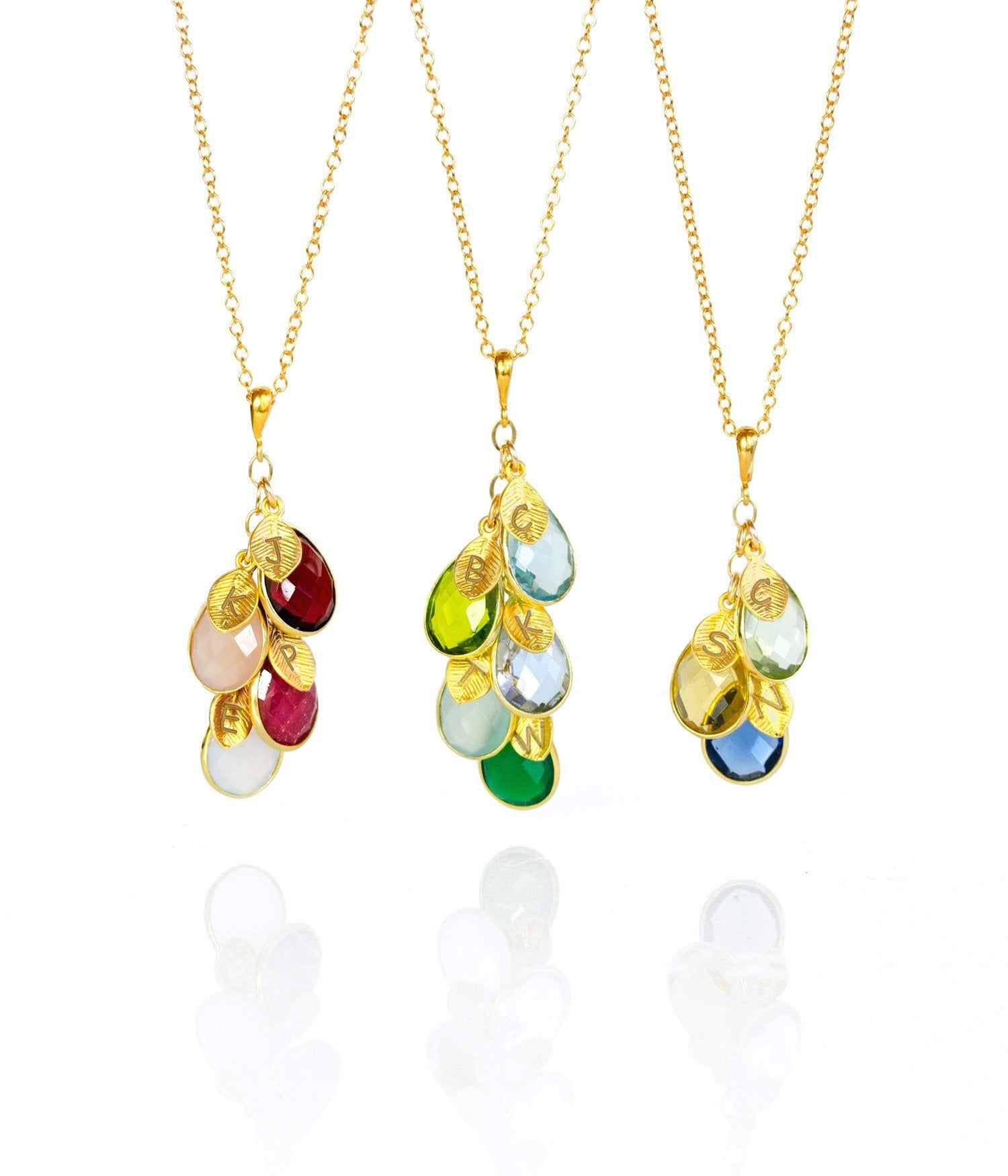 Gift for Mom: Birthstone Initial Necklace & Earrings Set [TCSWLV]