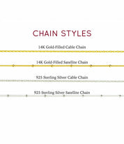 Chain style example with gold filled and sterling silver cable and satellite chains. 