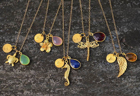 Personalized Angel Wing Natural Birthstone necklace