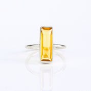 A sterling silver gemstone bar ring in citrine. custom gemstone ring, yellow citrine ring, natural gemstone, personalized birthstone bar ring