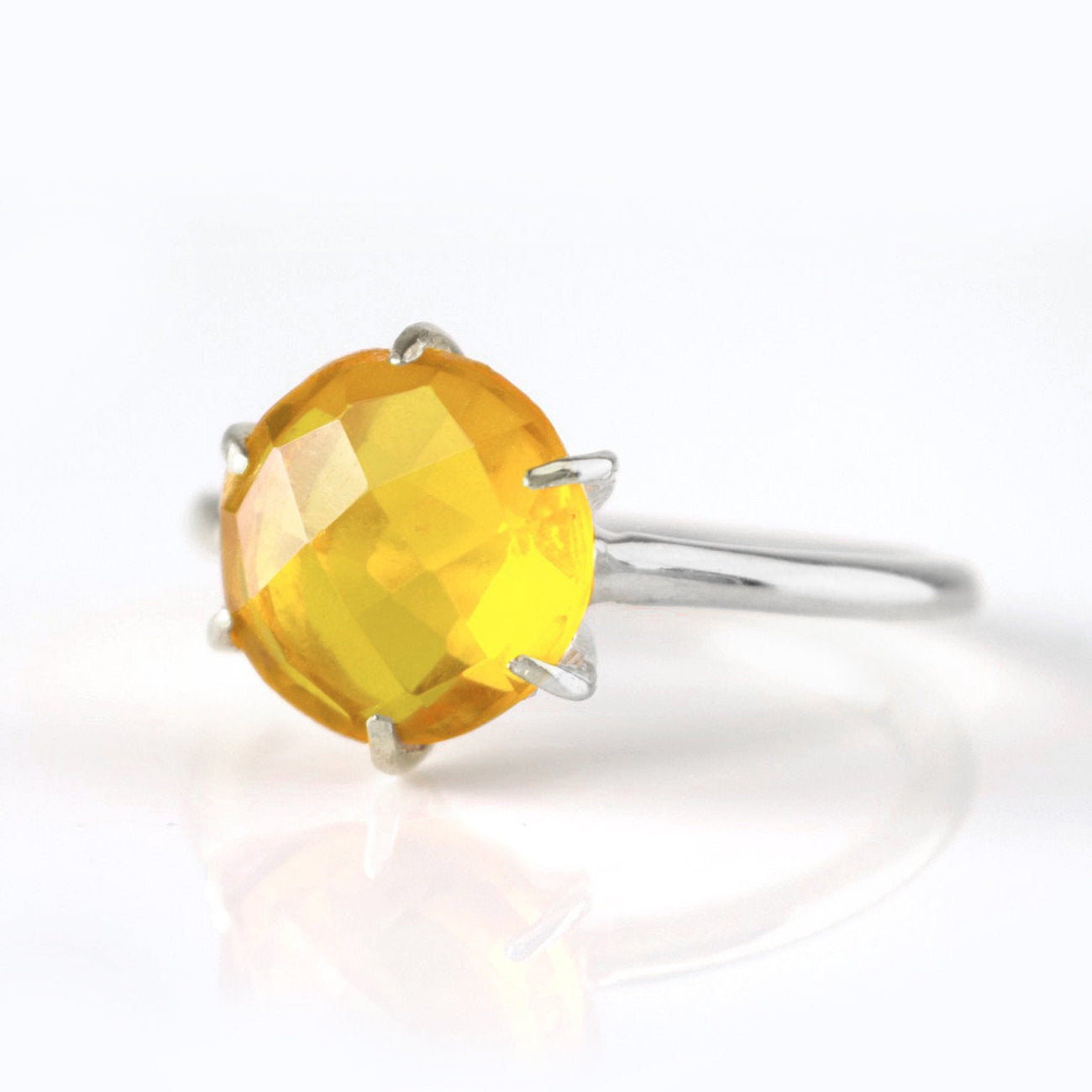 Citrine Round Prong Set Ring : November Birthstone