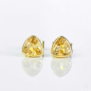 Minimalist Citrine Triangle Studs • November Birthstone