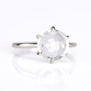 Clear Quartz Round Prong Set Ring : April Birthstone
