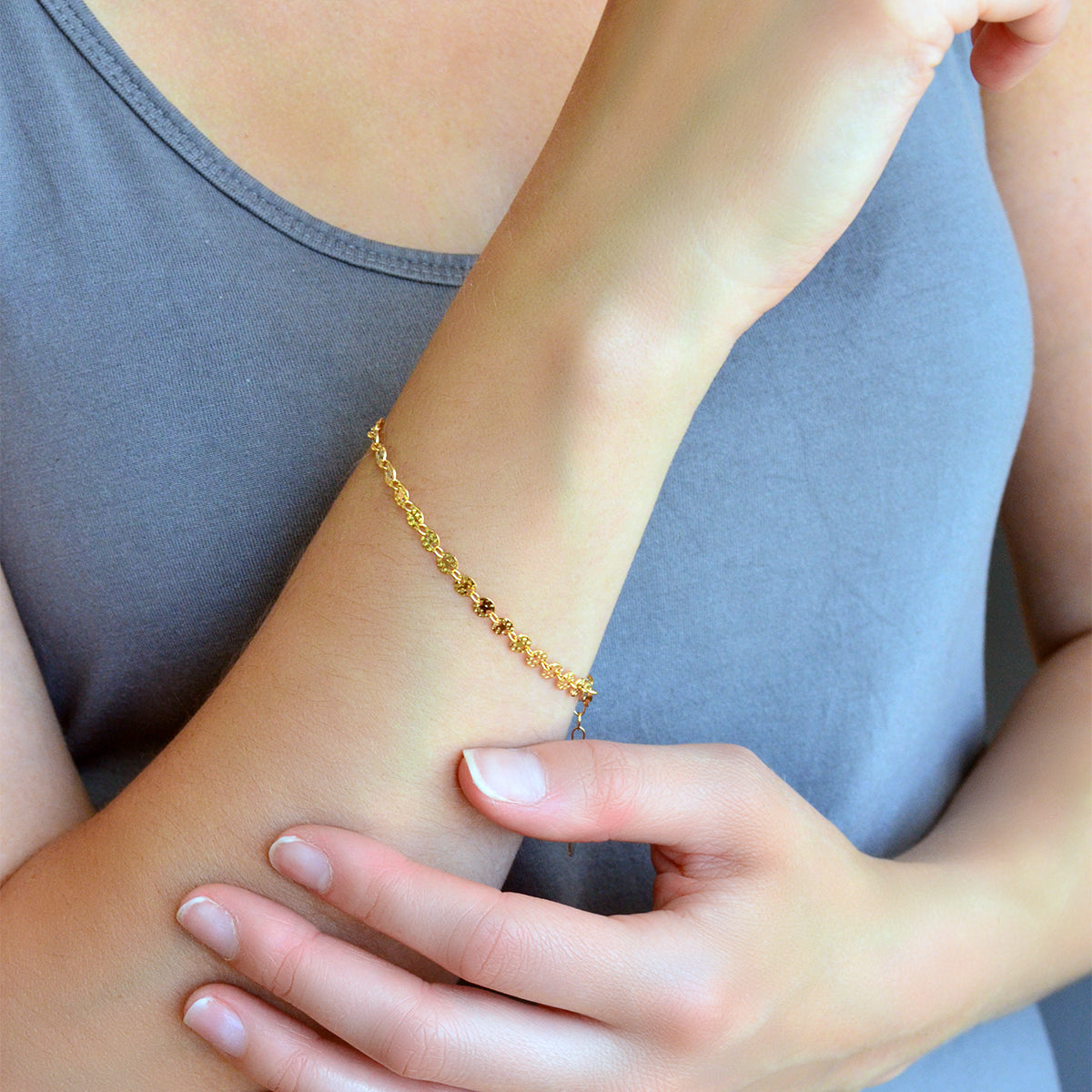 Gold Florentine Coin Bracelet, Pure Gold 18mm