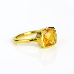 Citrine Cushion Ring : November Birthstone - Danique Jewelry
