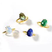 Prasiolite Green Amethyst Teardrop Prong Set Ring • February Birthstone