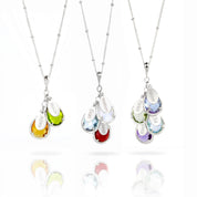 Sterling Silver Birthstone Necklace for Mom Grandma Name Tags and Birthstones