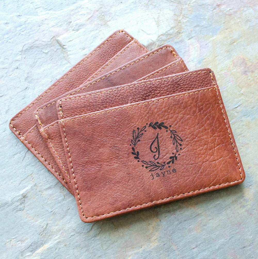 Personalized Engraved Monogrammed Mens Leather Wallet